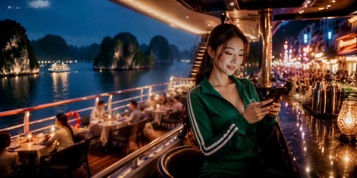 Người dùng dùng điện thoại đặt kèo thể thao tại Hạ Long Bay