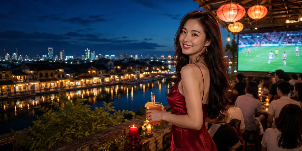 Người xem bóng đá và thực hiện giao dịch cá cược tại quán cà phê Hội An